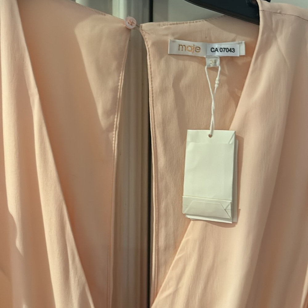 🎀NEW MAJE xs Piruize Cold-shoulder Crepe And Stretch-twill Jumpsuit In Mandarine - Picture 8 of 11